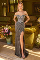 Fringe Off Shoulder Slit Gown by GLS Gloria GL3569 - XS / Black - Long Formal Dresses