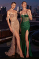 Fringe Off Shoulder Slit Gown by Ladivine CC324 - Long Formal Dresses