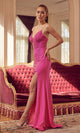 Narianna-Empire-Waist Strappy-Back Beaded Long Prom Dress