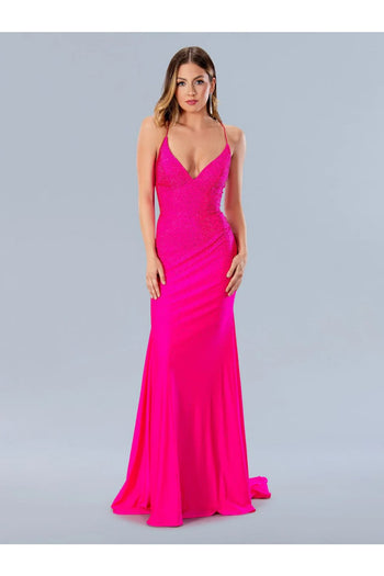 Fuchsia Prom Dress Mermaid Formal Evening Gown Stella Couture 24148 - Fuchsia / 2 - Dresses