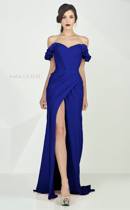 Gaby Charbachi G0665 Off-Shoulder Ruffled Corset Evening Gown in Black - Size 4