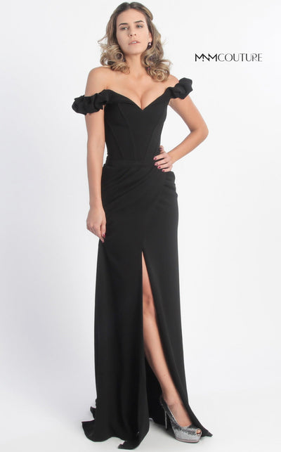 Gaby Charbachi G0665 Off-Shoulder Ruffled Corset Evening Gown in Black - Size 4