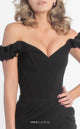 Gaby Charbachi G0665 Off-Shoulder Ruffled Corset Evening Gown in Black - Size 4