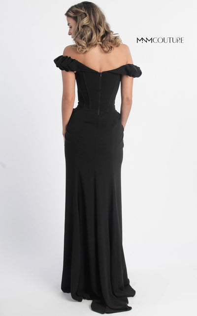 Gaby Charbachi G0665 Off-Shoulder Ruffled Corset Evening Gown in Black - Size 4
