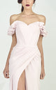 Gaby Charbachi G0665 Off-Shoulder Ruffled Corset Evening Gown in Black - Size 4