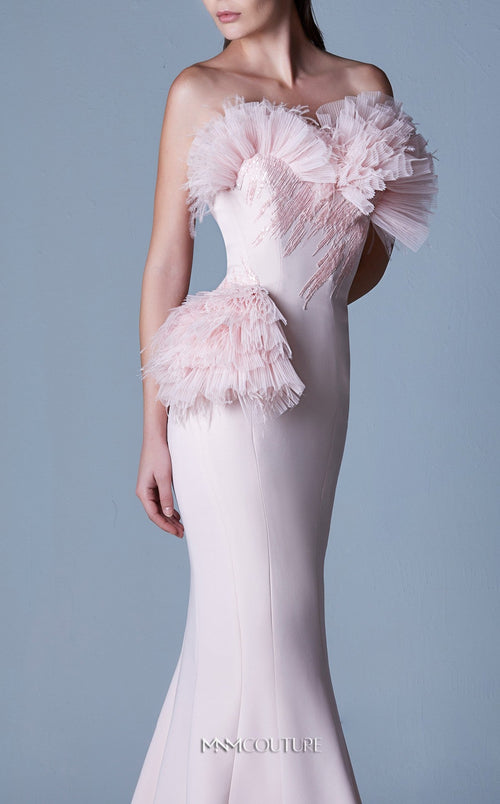 Gaby Charbachi G1091 Strapless Ruffle Applique Evening Gown by MNM Couture