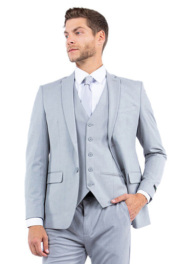 Men's Light Grey Vested Suit from Zegarie Suits