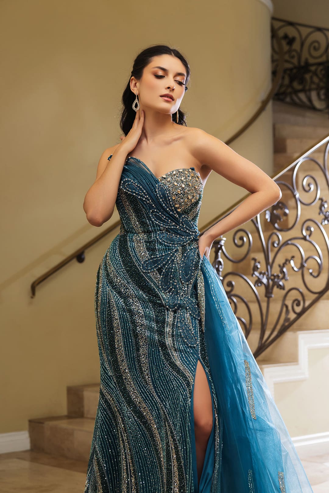 Gala Dress Asymmetrical Sleeveless Sheath Gown By Royal Queen RQ8194 - Dress