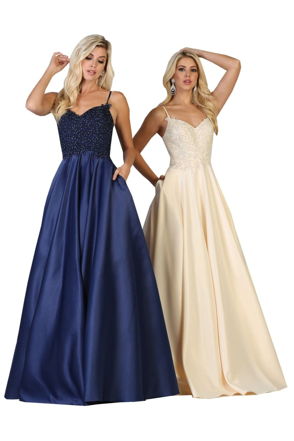 Gala Dress with Pockets Formal Evening Prom Gown & Plus Size FDS1685