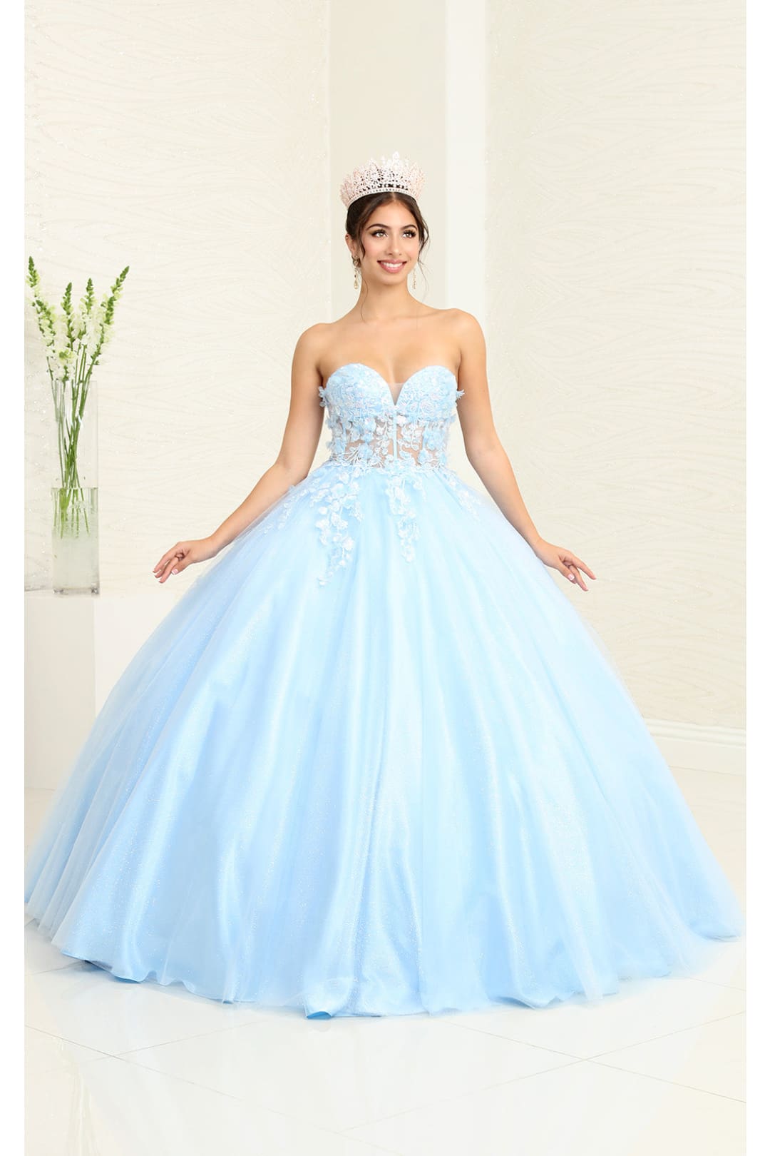 Gala Gown Sweetheart Corset Back Quinceanera Gown By Layla K LK243 - BABYBLUE / 2 - Dress