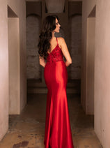 Gala Night Dress V-Neck Sleeveless Sheath By May Queen MQ2112