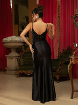 Gala Night Dress V-Neck Sleeveless Sheath By May Queen MQ2112