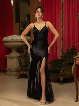 Gala Night Dress V-Neck Sleeveless Sheath By May Queen MQ2112