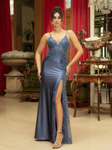 Gala Night Dress V-Neck Sleeveless Sheath By May Queen MQ2112