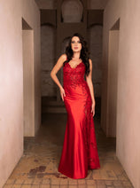 Gala Night Dress V-Neck Sleeveless Sheath By May Queen MQ2112