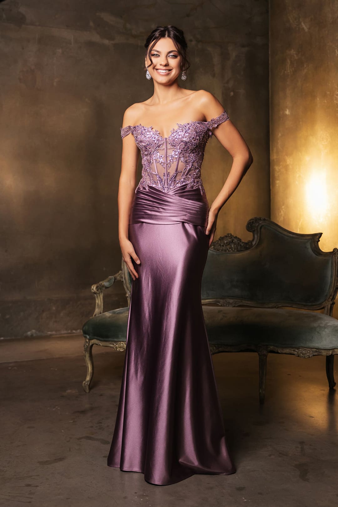 Gala Night Dress Off Shoulder Mermaid Prom Dress By May Queen MQ2141 - VICTORIAN LILAC / 2 - Dress