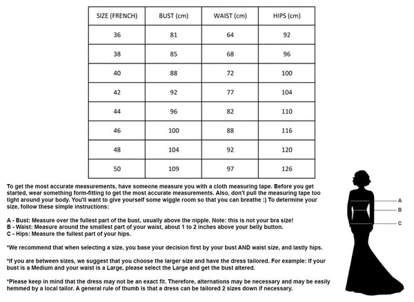 MNM Couture Size Chart
