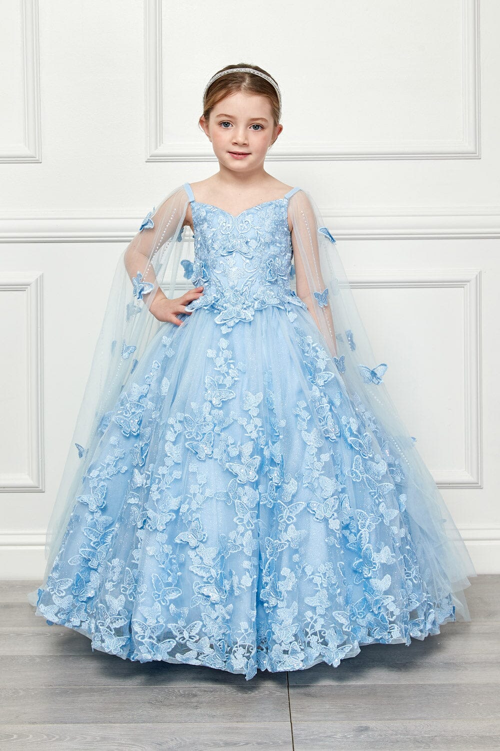 Girls 3D Butterfly Cape Ball Gown by Bella Princess PK1001