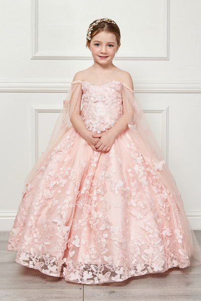 Girls 3D Butterfly Cape Ball Gown by Bella Princess PK1001