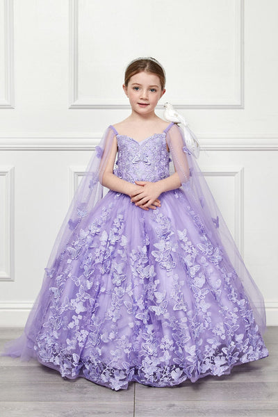 Girls 3D Butterfly Cape Ball Gown by Bella Princess PK1001
