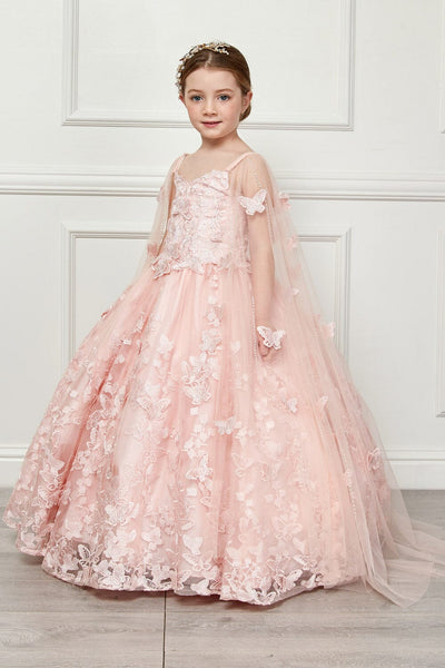Girls 3D Butterfly Cape Ball Gown by Bella Princess PK1001