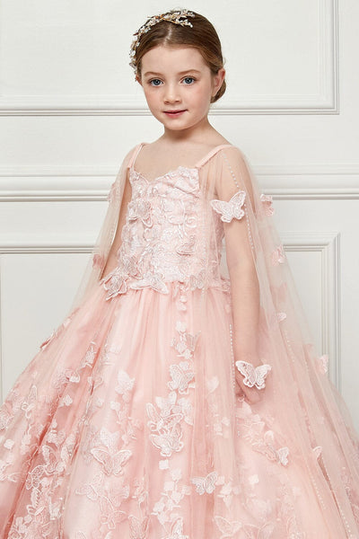Girls 3D Butterfly Cape Ball Gown by Bella Princess PK1001