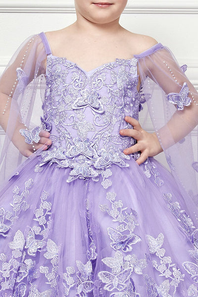 Girls 3D Butterfly Cape Ball Gown by Bella Princess PK1001