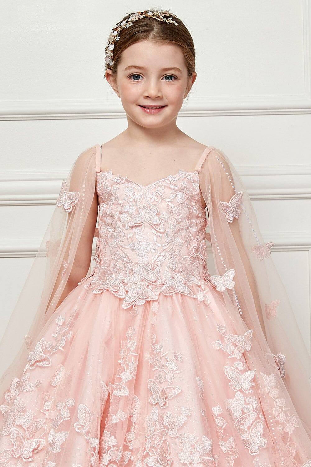 Girls 3D Butterfly Cape Ball Gown by Bella Princess PK1001