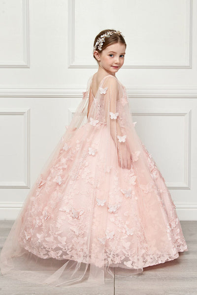 Girls 3D Butterfly Cape Ball Gown by Bella Princess PK1001