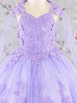 Girls 3D Butterfly Sleeveless Cape Gown by Elizabeth K GK114