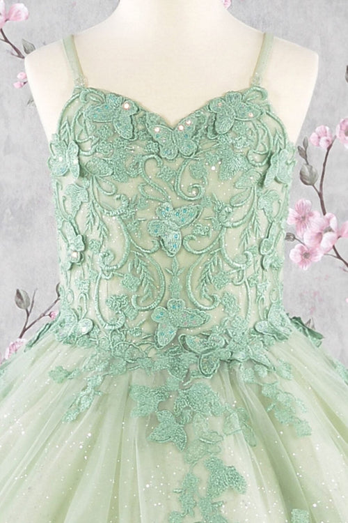 Girls 3D Butterfly Sleeveless Cape Gown by Elizabeth K GK114 - Girls Formal Dresses