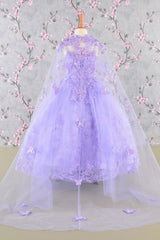 Girls 3D Butterfly Sleeveless Cape Gown by Elizabeth K GK114 - Girls Formal Dresses