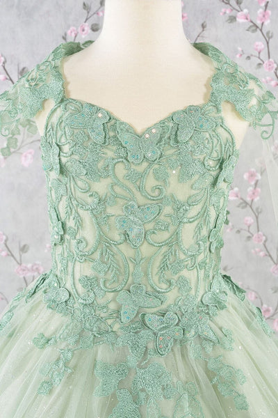 Girls 3D Butterfly Sleeveless Cape Gown by Elizabeth K GK114 - Girls Formal Dresses