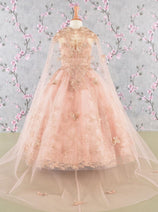 Girls 3D Butterfly Sleeveless Cape Gown by Elizabeth K GK114
