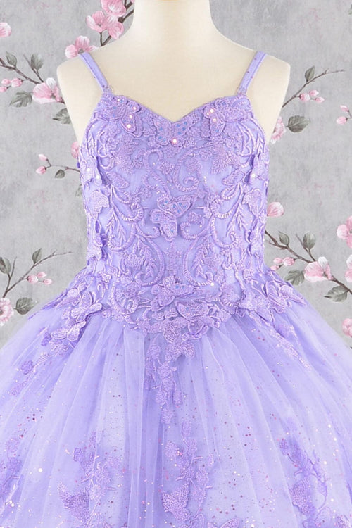 Girls 3D Butterfly Sleeveless Cape Gown by Elizabeth K GK114 - Girls Formal Dresses