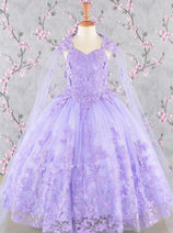 Girls 3D Butterfly Sleeveless Cape Gown by Elizabeth K GK114