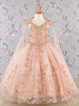 Girls 3D Butterfly Sleeveless Cape Gown by Elizabeth K GK114