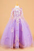 Girls 3D Floral Cape Gown by Elizabeth K GK119 - 2 / Lilac - Girls Formal Dresses