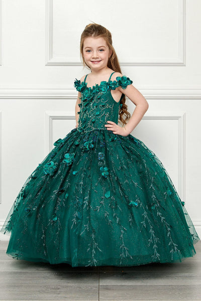 Girls 3D Floral Cloak Ball Gown by Bella Princess PK1004
