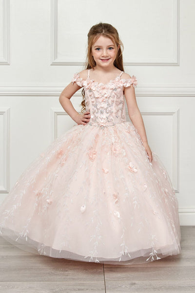 Girls 3D Floral Cloak Ball Gown by Bella Princess PK1004