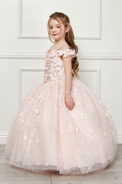 Girls 3D Floral Cloak Ball Gown by Bella Princess PK1004