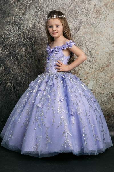 Girls 3D Floral Cloak Ball Gown by Bella Princess PK1004