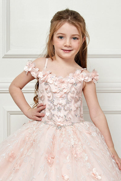 Girls 3D Floral Cloak Ball Gown by Bella Princess PK1004