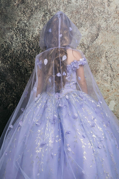 Girls 3D Floral Cloak Ball Gown by Bella Princess PK1004