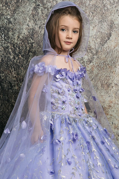 Girls 3D Floral Cloak Ball Gown by Bella Princess PK1004