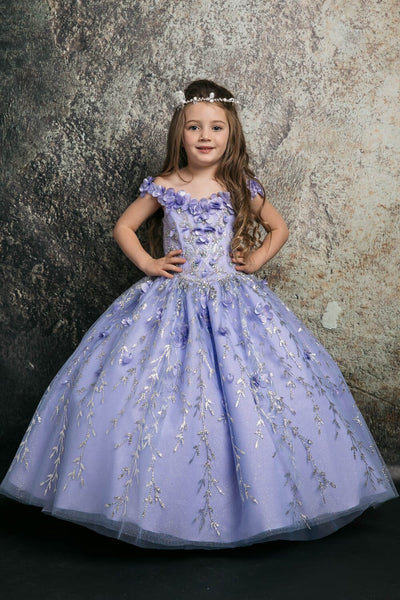 Girls 3D Floral Cloak Ball Gown by Bella Princess PK1004