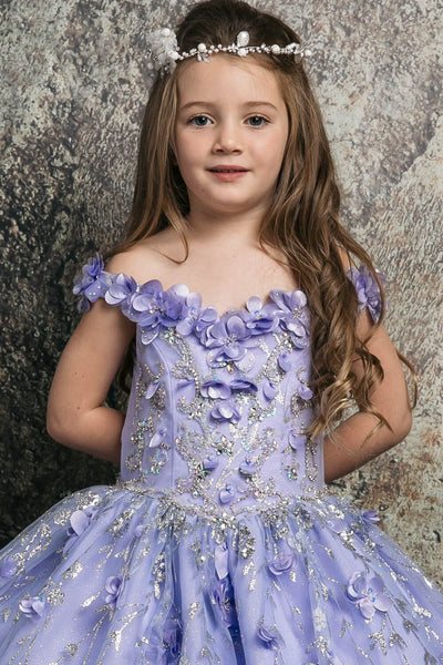 Girls 3D Floral Cloak Ball Gown by Bella Princess PK1004