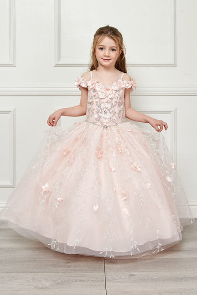 Girls 3D Floral Cloak Ball Gown by Bella Princess PK1004