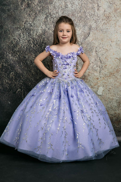Girls 3D Floral Cloak Ball Gown by Bella Princess PK1004