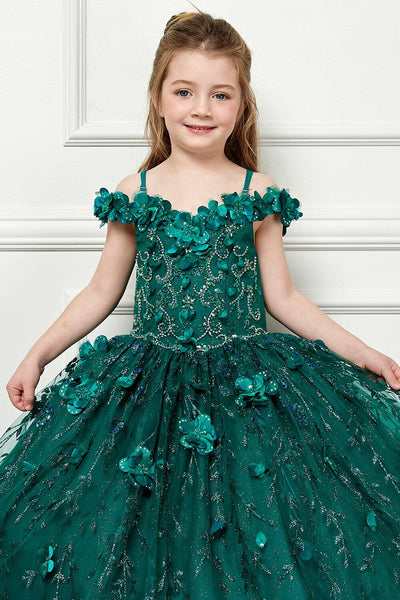 Girls 3D Floral Cloak Ball Gown by Bella Princess PK1004
